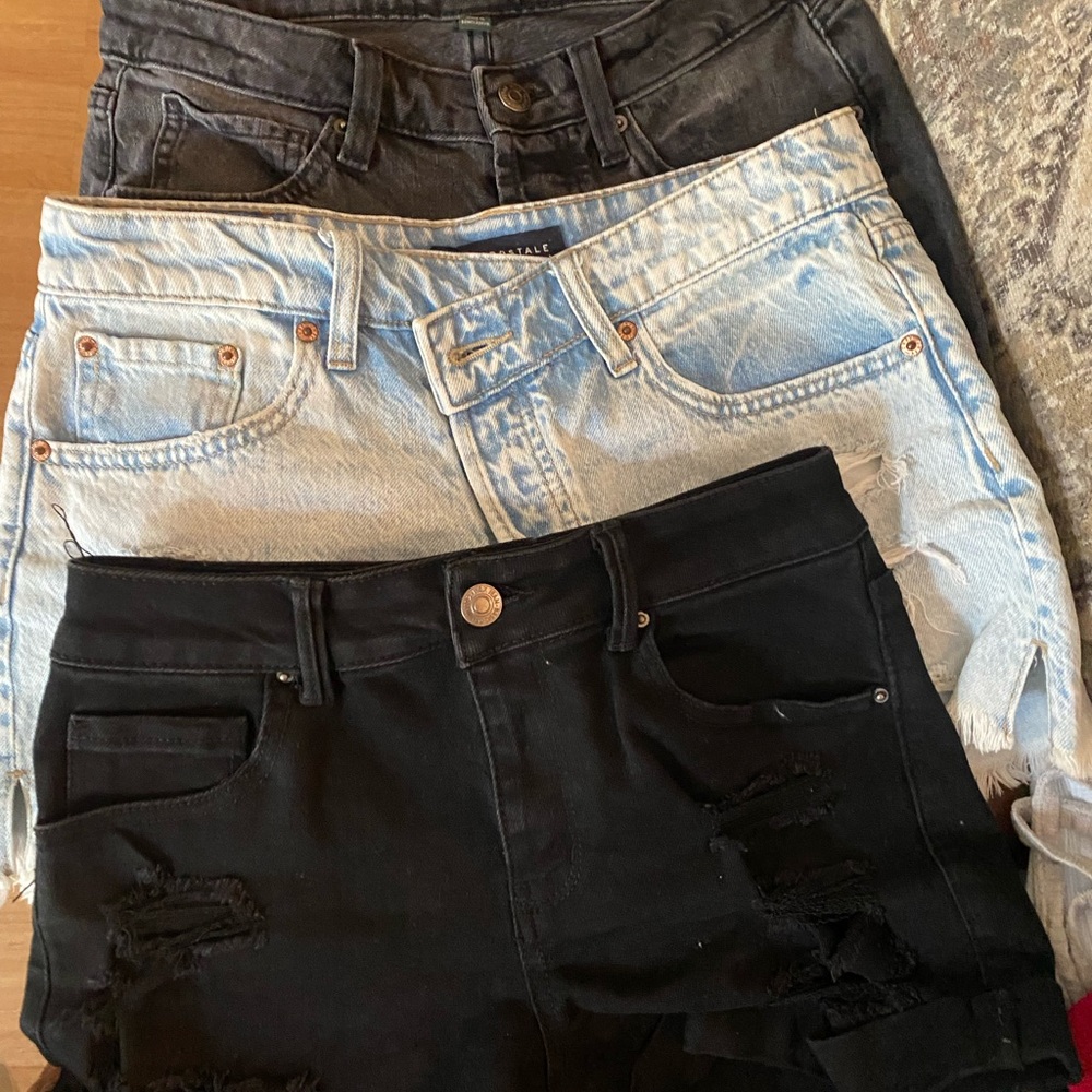 Black and Light Denim Shorts